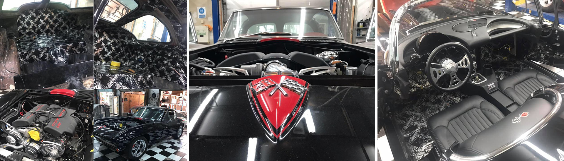 Black Corvette with Red Logo